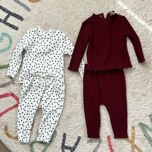 Two 2-pc warm baby girl matching sets from Old Navy, size 6-12M